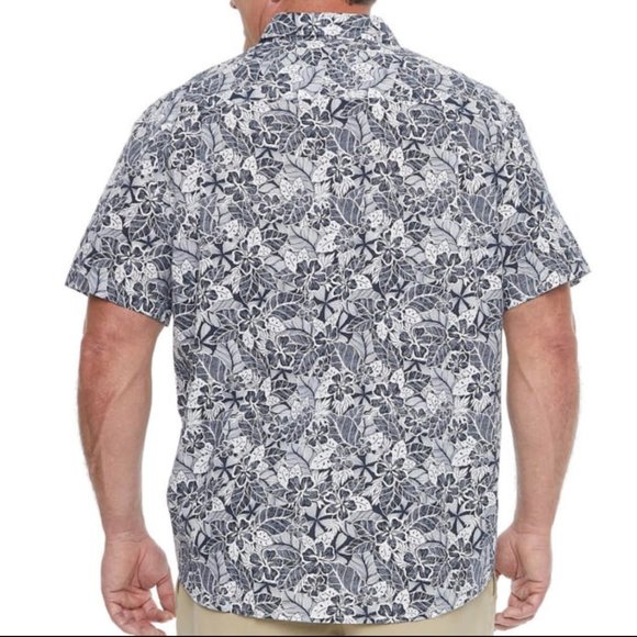 Plus Size Big & Tall Men's Short Sleeve Tropical Print Shirt 3X LT - Picture 2 of 6